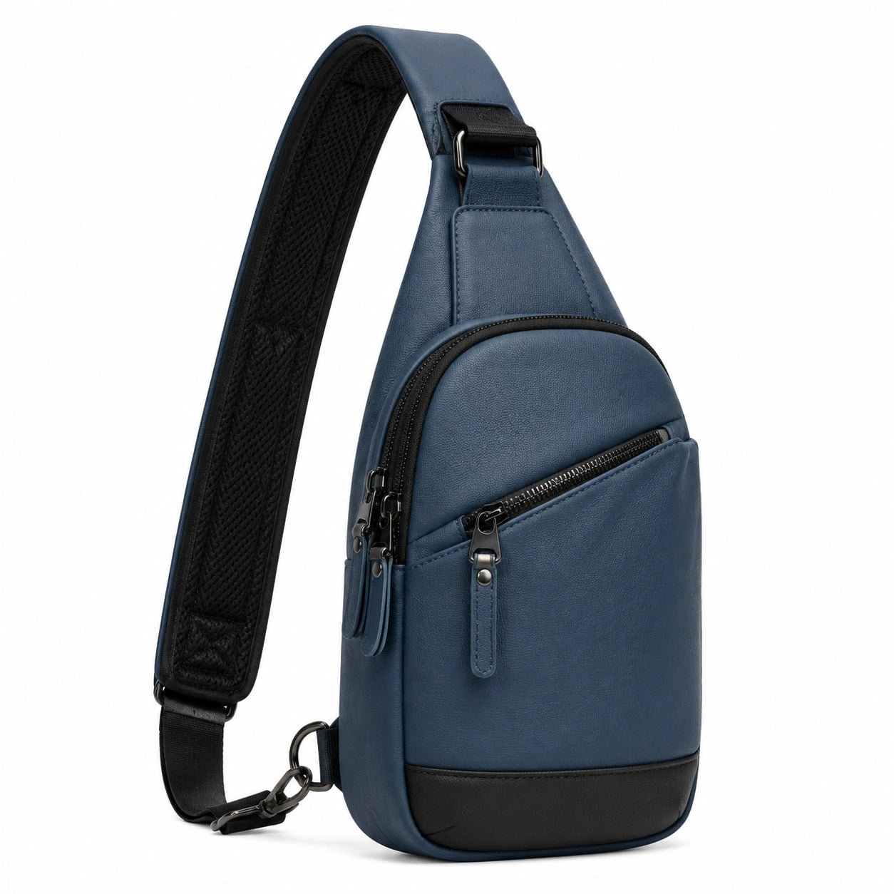 Borsa a tracolla 18 x 8 x 32 cm in materiale sintetico blu navy con tasche zip stile urbano