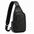 Borsa a tracolla 18 x 8 x 31 cm in similpelle nera con tasche zip stile urbano