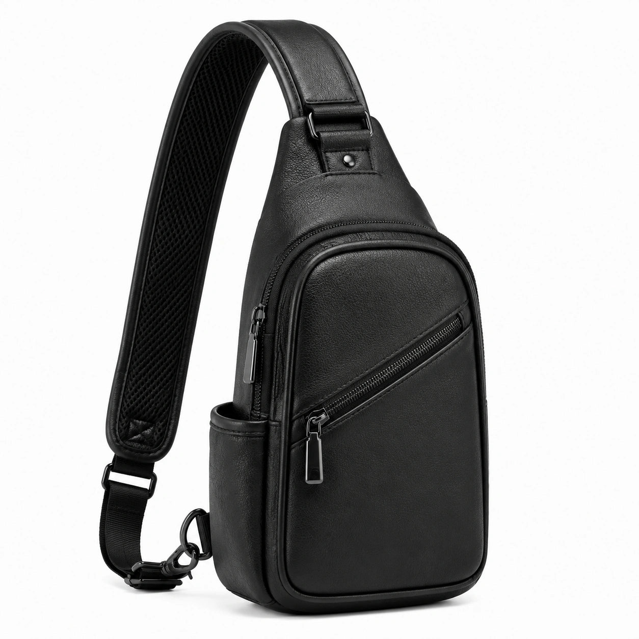 Borsa a tracolla 18 x 8 x 31 cm in similpelle nera con tasche zip stile urbano