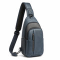 Borsa a tracolla 18 × 8 × 32 cm in similpelle blu navy con tasche multiple stile urbano