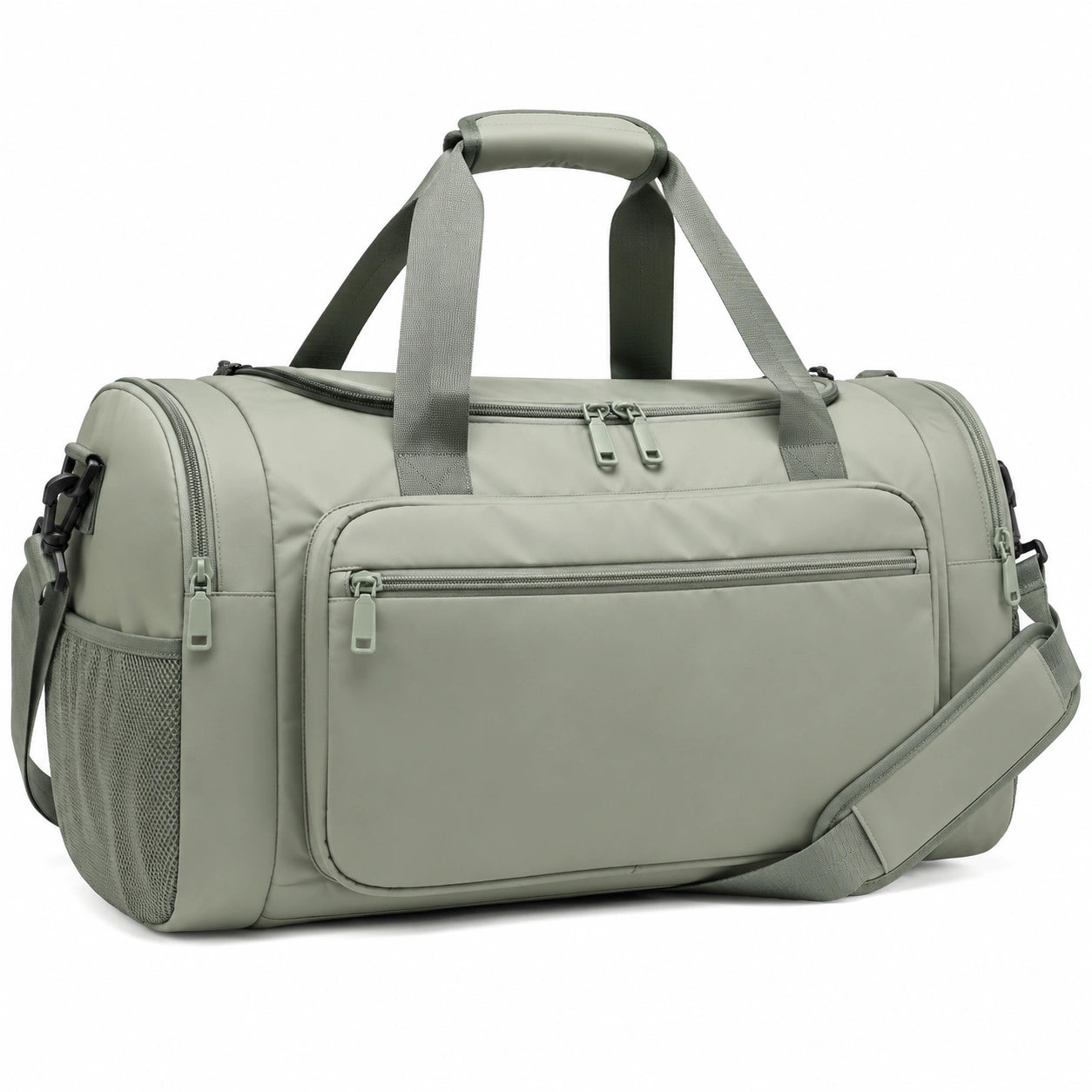 Borsa da viaggio 50 cm in tessuto sintetico verde salvia con tracolla e tasche