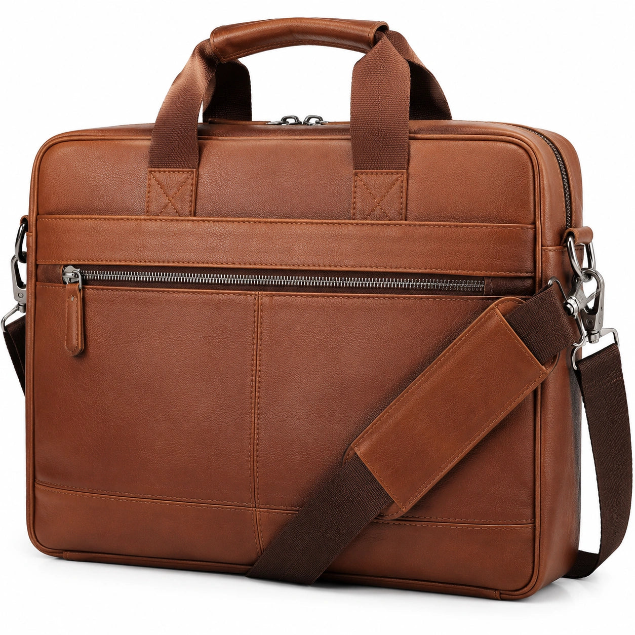 Borsa portadocumenti 40×8×30 cm in similpelle marrone con tracolla per computer portatile