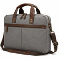 Borsa portadocumenti 40 x 30 x 9 cm grigio e marrone in tessuto con tracolla regolabile