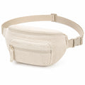 Marsupio 32 x 8 x 15 cm in velluto a coste beige con tasche zip stile casual