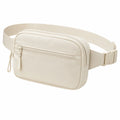Marsupio 23 x 6 x 14 cm in tessuto beige con cintura regolabile e tasche con zip