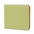Portafoglio pieghevole 11 x 9.5 x 1.5 cm effetto pelle verde chiaro marrone stile minimalista