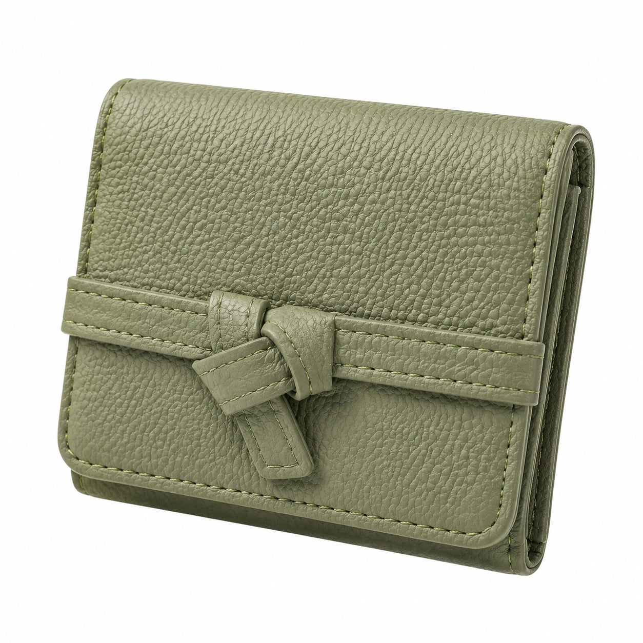 Portafoglio da donna 19 x 10 x 3 cm in materiale sintetico effetto pelle verde salvia con chiusura a laccetto