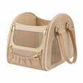 Trasportino per animali 43 x 26 x 32 cm in tessuto sintetico beige con rete - borsa da viaggio ventilata