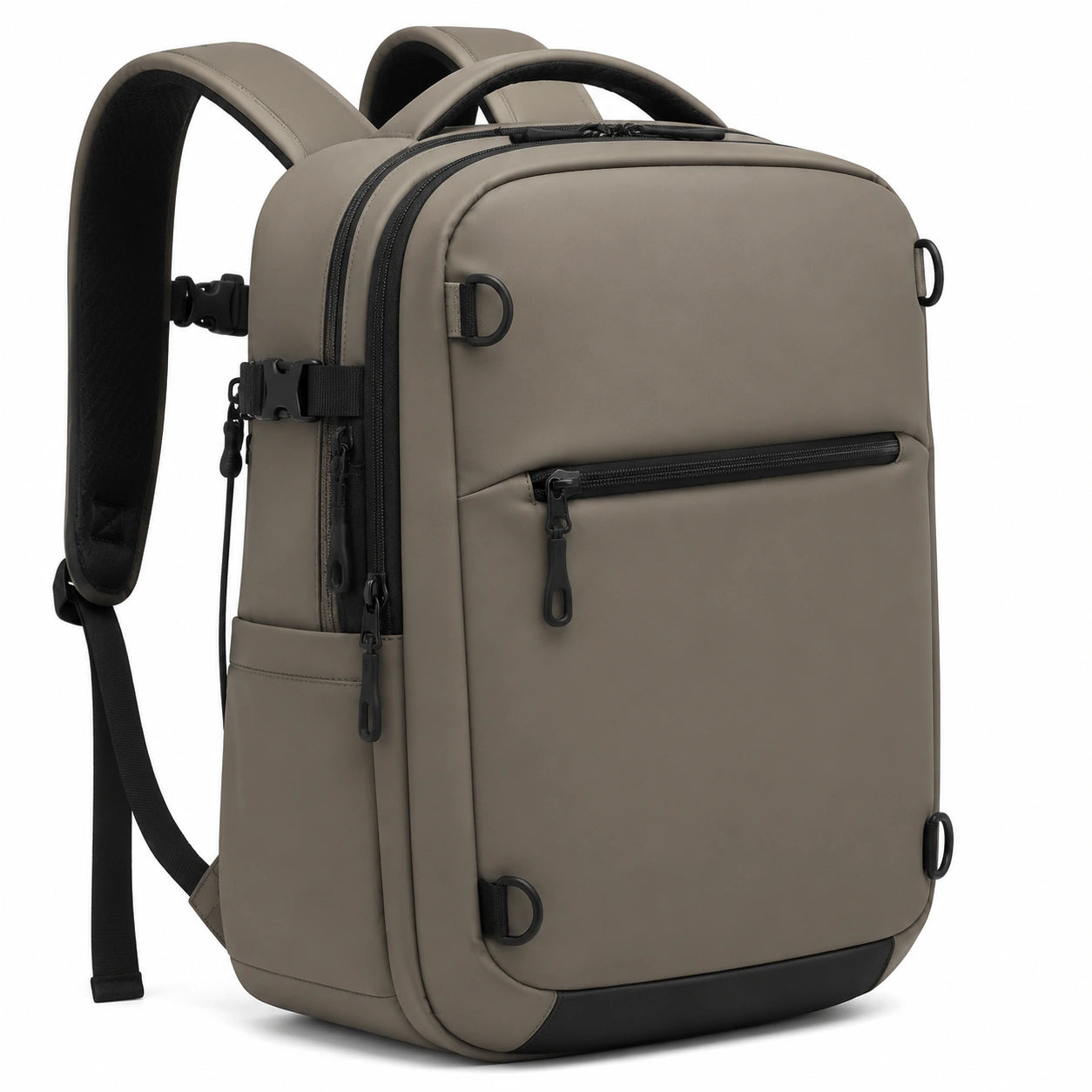 Zaino 32 x 16 x 46 cm in tessuto sintetico grigio tortora con tasche e spallacci imbottiti
