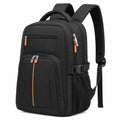 Zaino 32 x 18 x 48 cm in tessuto sintetico nero e arancione con scomparti multipli per lavoro e viaggio